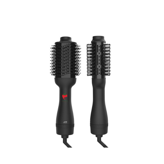 Rotating thermal hair brush for drying and straightening hair