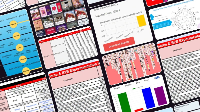 Preview of Megvi’s ecommerce and B2B marketing bundle materials